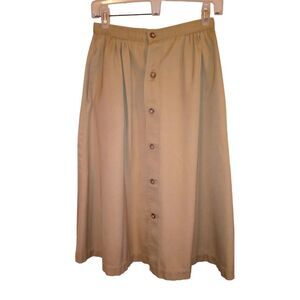 Lady Thomson Permanent Press Women's‎ Beige Button Up Midi Skirt Size 10